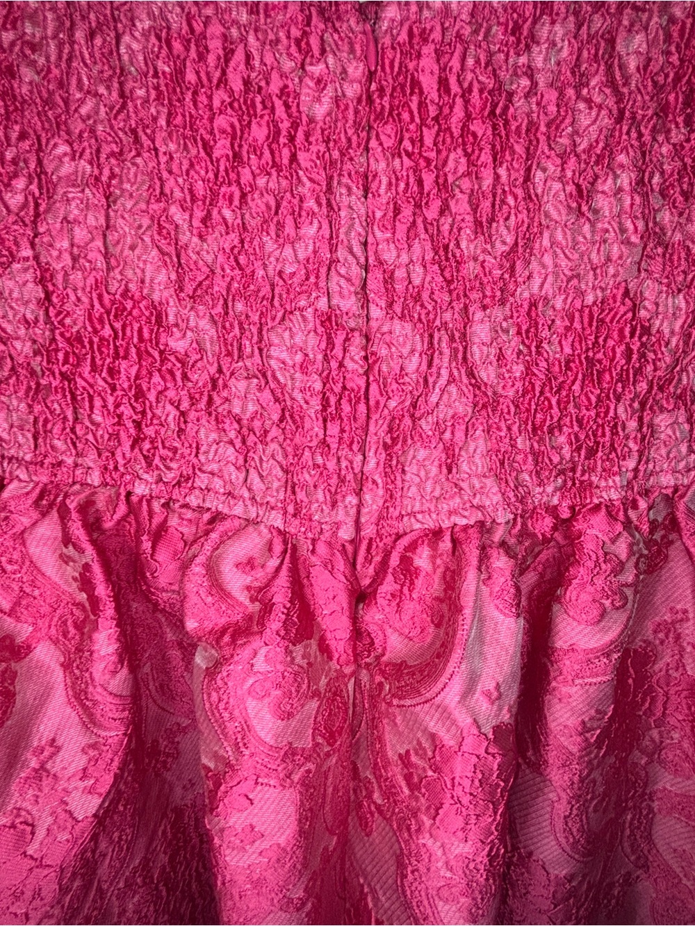 Entro Pink Floral Jacquard Strapless Midi Dress L Pockets Barbiecore - Picture 11 of 16